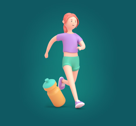 An illustration of a woman jogging